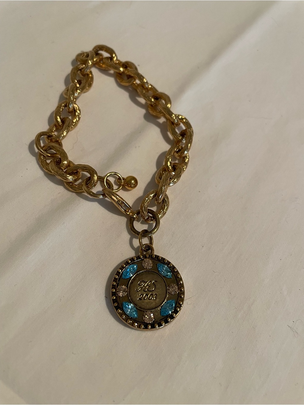 Vintage Avon 2003 Honor Society Recognition Bracelet with Blue and Pink Stones